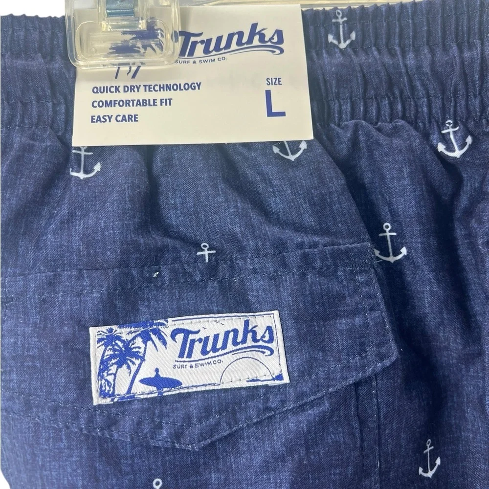 NWT Trunks Nautical Navy Swim Shorts with Anchors L